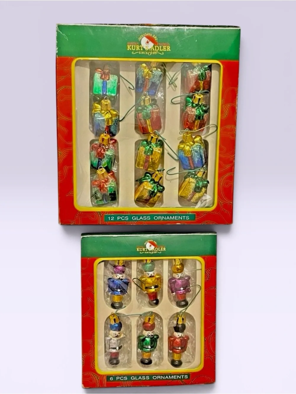 Kurt Adler Mini Glass Nutcracker and Presents Christmas Ornaments 2